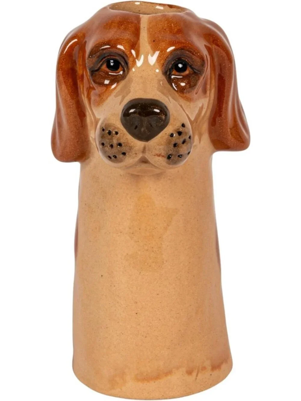 Hand-Painted 4-Piece Stoneware Dog Head Vase Set | Colorful Home Decor Accent
